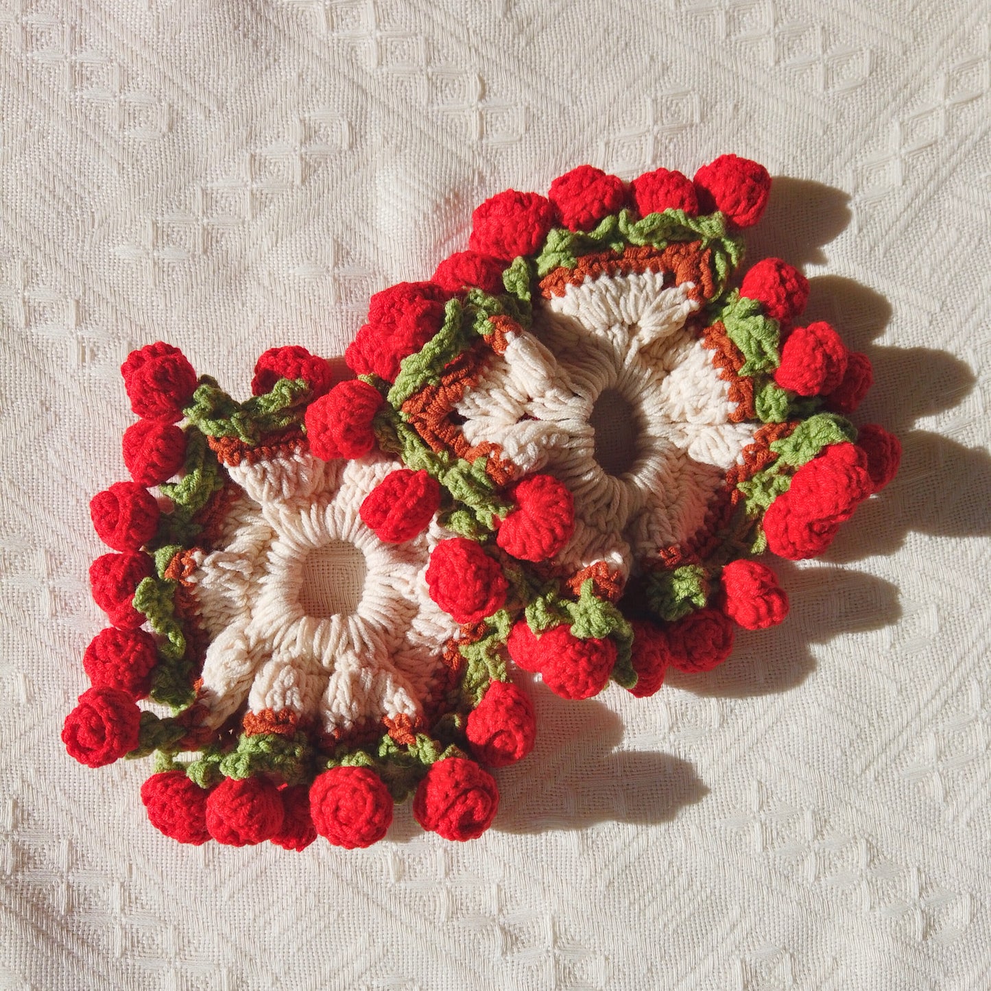 Rose Garden Crochet Square Scrunchie