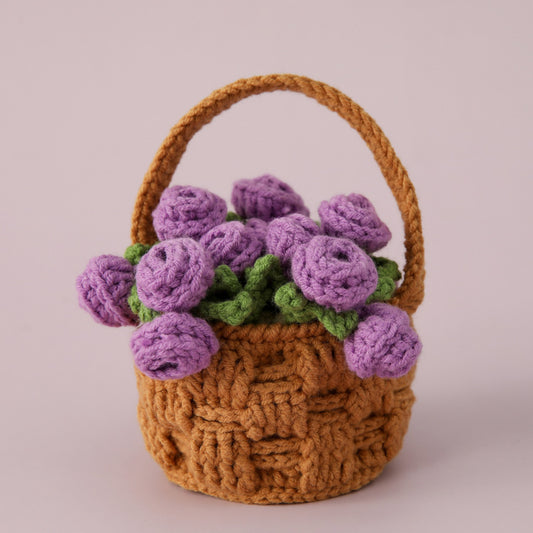 Crocheted Flower Rose Basket Coaster