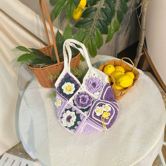 Wisteria Flower Grandma Handmade Crocheted Bag