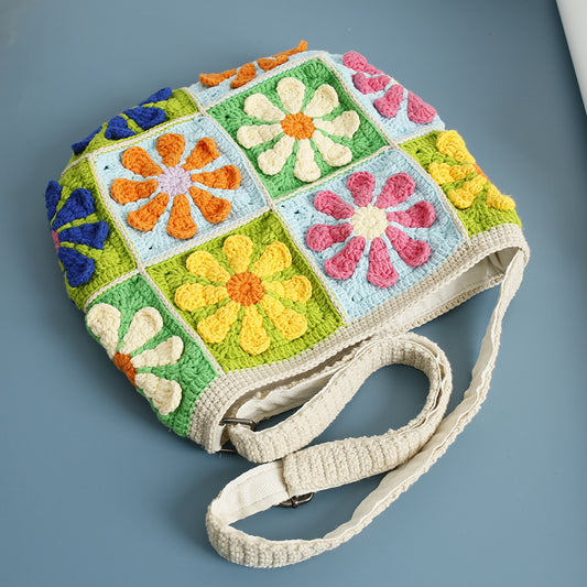 Colorful Daisy Patchwork 14 Patches Crossbody Bag