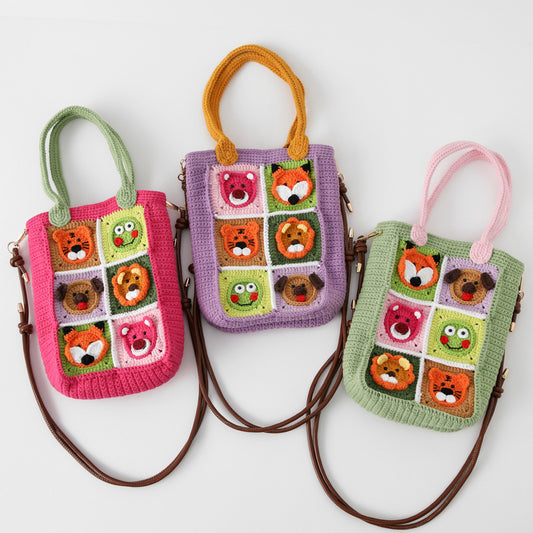 Hand-crocheted Animal Friends Granny Square Bag
