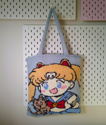 Sailor Moon Inspired Wool Tote Bag - Double-Sided Design