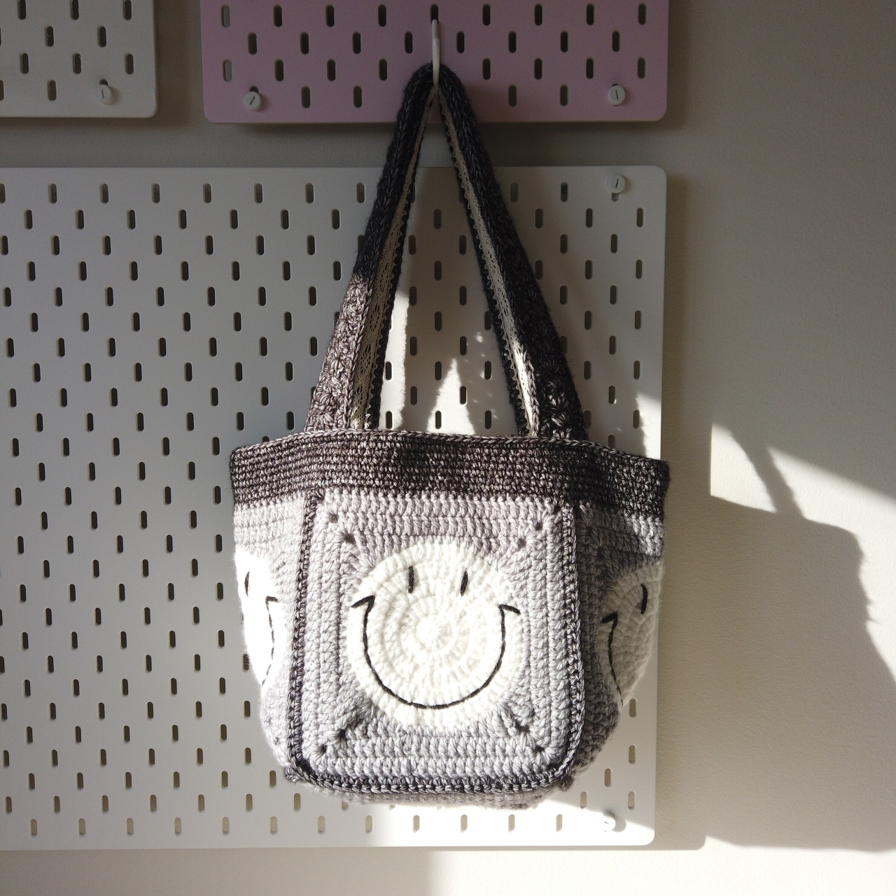 Sunny Smiley Face Crochet Tote