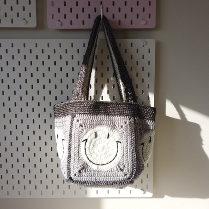 Sunny Smiley Face Crochet Tote