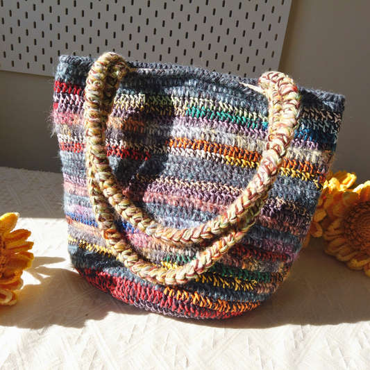 Mira Hand-Mixed Yarn Crochet Bag - Midnight Mix
