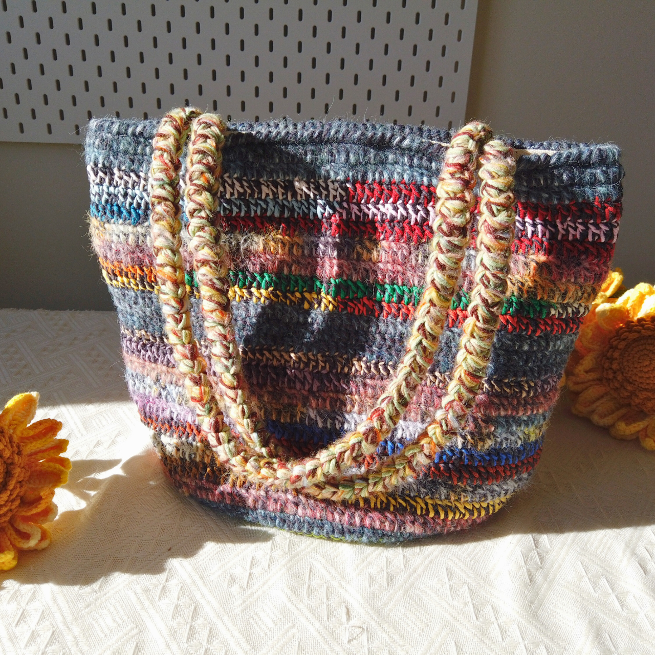 Mira Hand-Mixed Yarn Crochet Bag - Midnight Mix