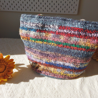 Mira Hand-Mixed Yarn Crochet Bag - Midnight Mix