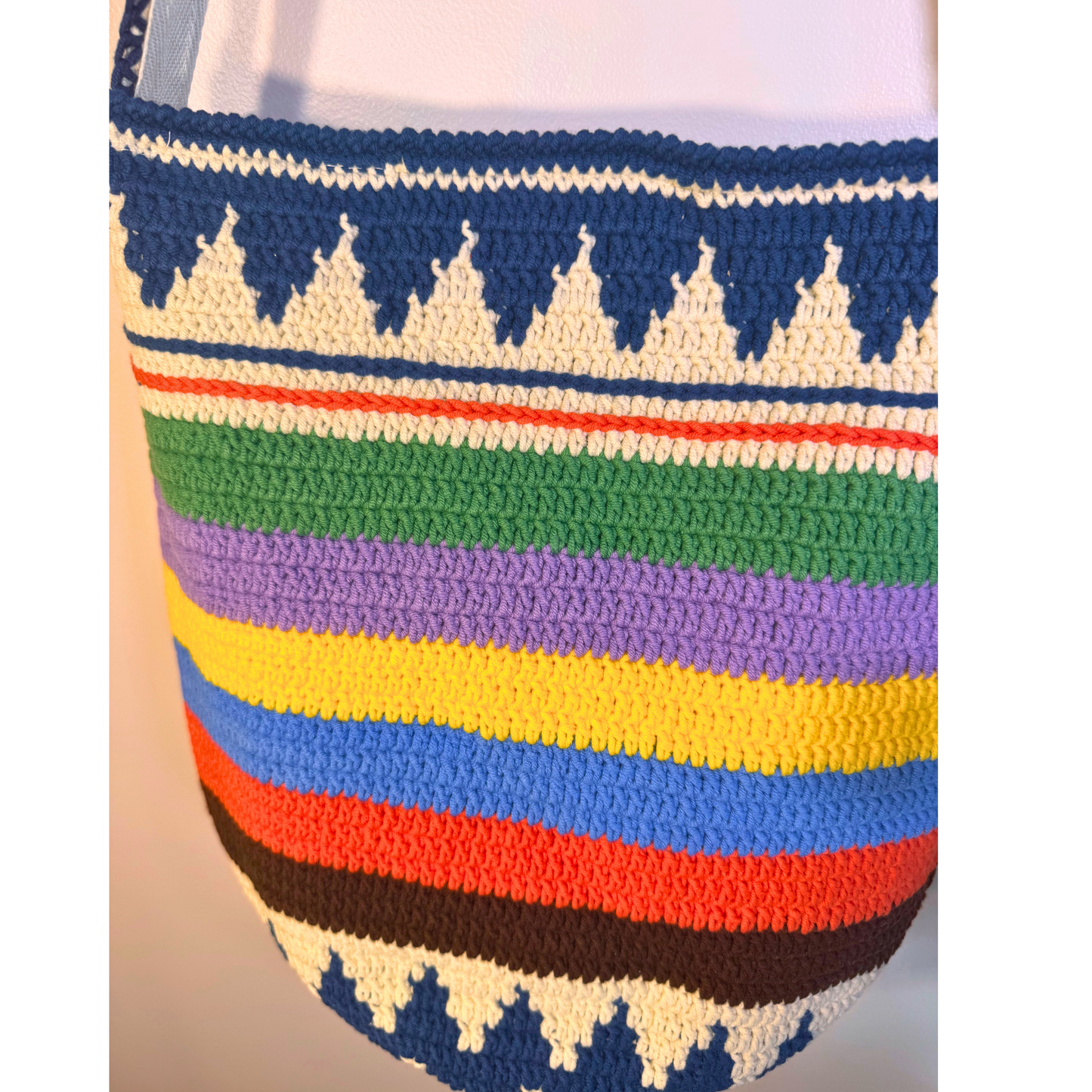 Blue Chevron Crochet Tote