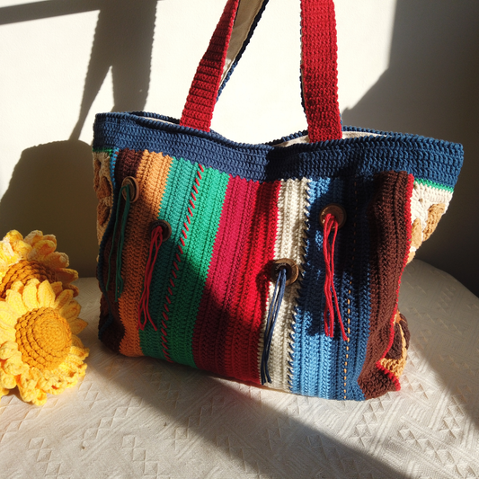 Amber Daisy Oversized Crochet Tote Bag