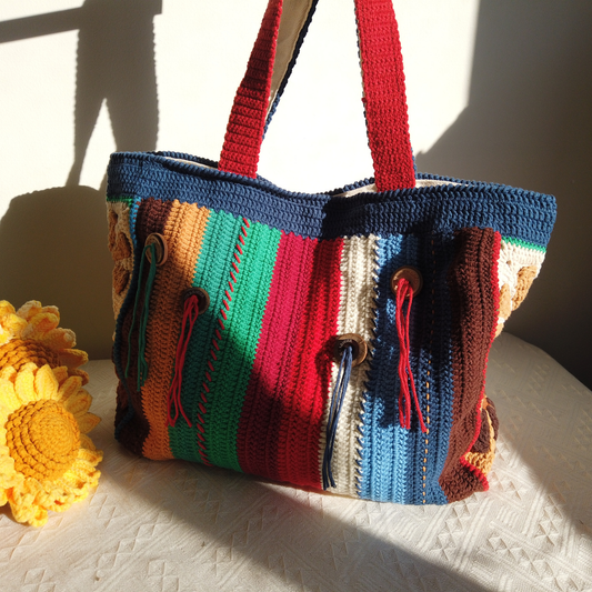 Amber Daisy Oversized Crochet Tote Bag