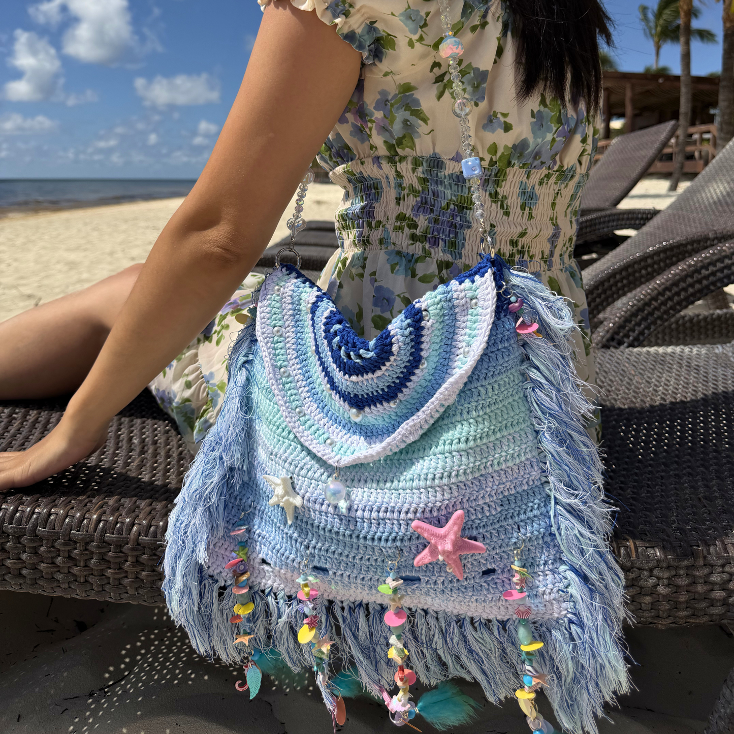 Ocean Breeze Gradient Crochet Beach Bag