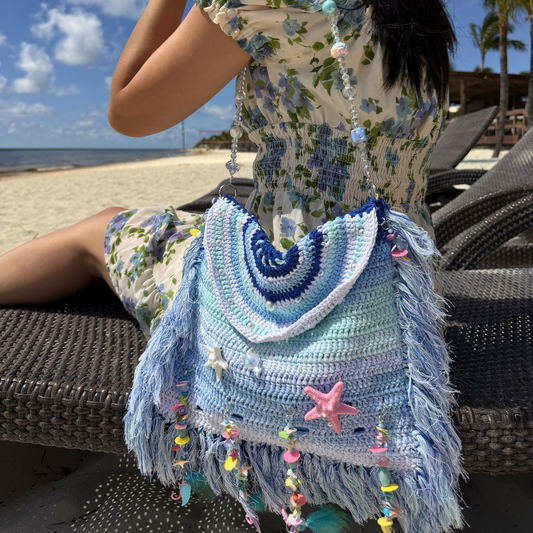 Ocean Breeze Gradient Crochet Beach Bag