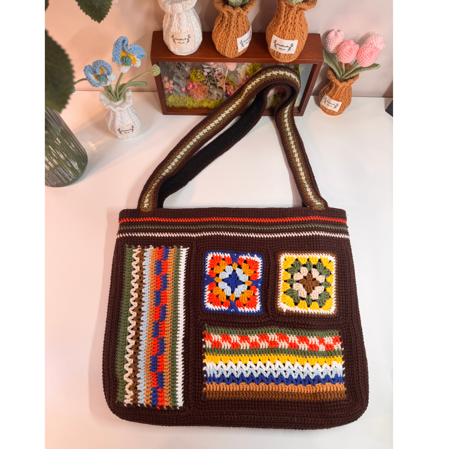 Hazel Patchwork Crochet Tote