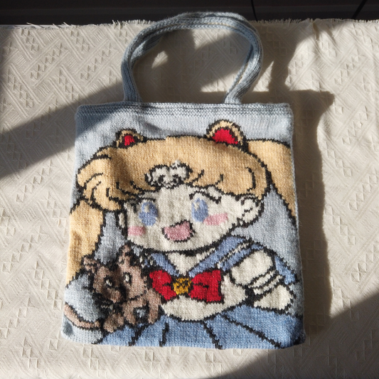 Sailor Moon Inspired Wool Tote Bag - Double-Sided Design