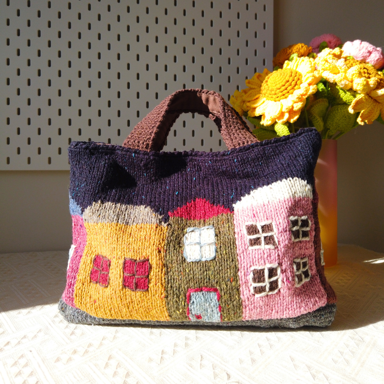 Nori Hand-Knitted House Tote Bag