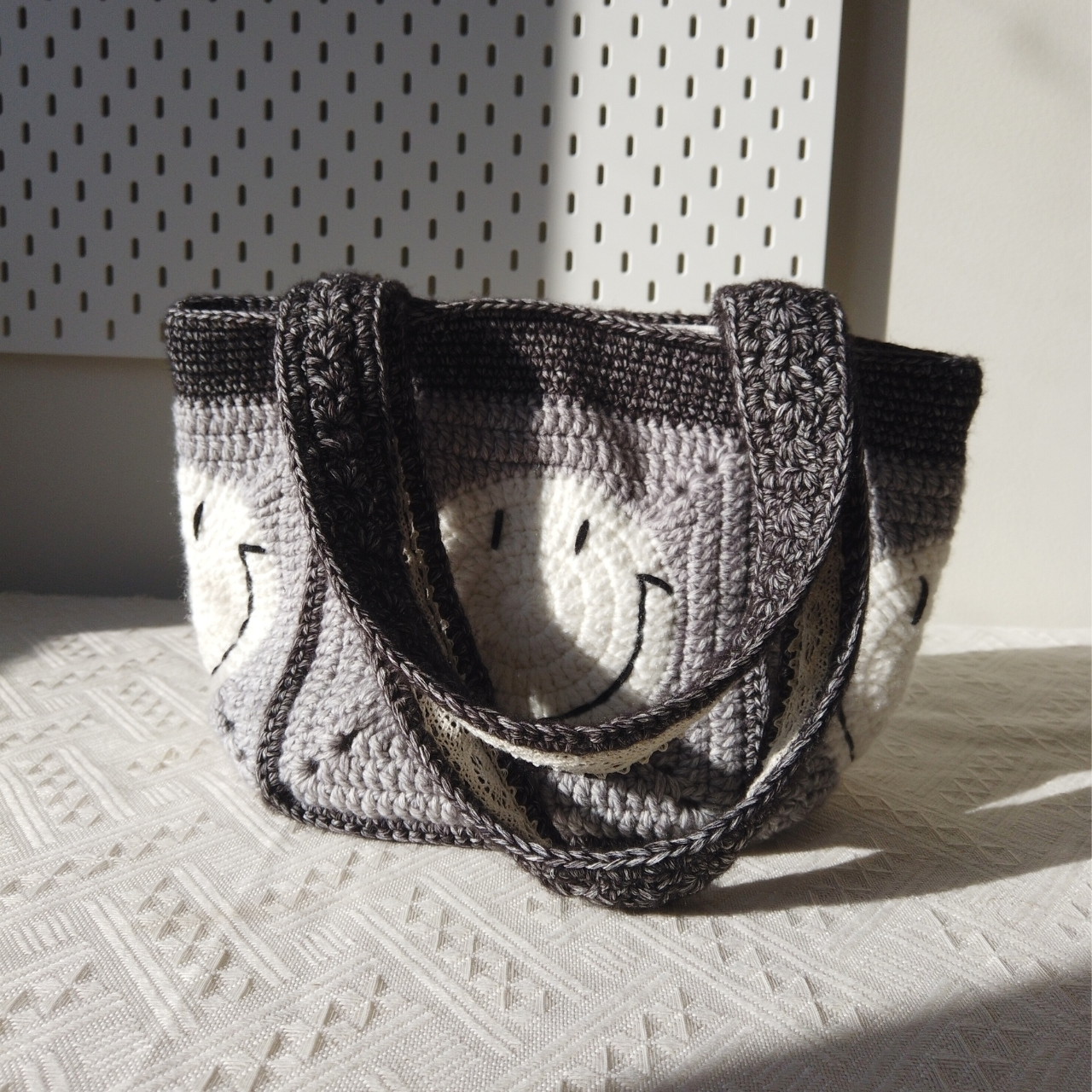 Sunny Smiley Face Crochet Tote