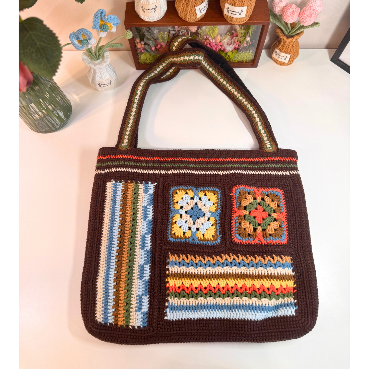 Hazel Patchwork Crochet Tote