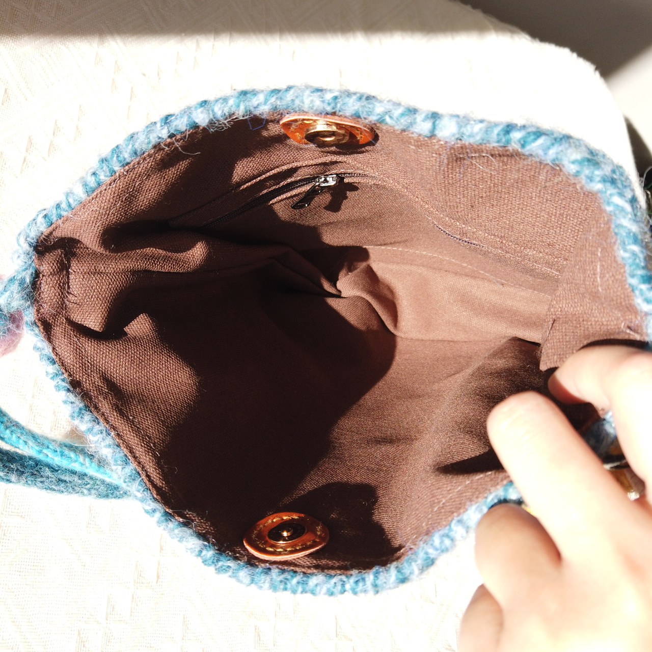 Fair Isle Pattern Knit Wool Bag