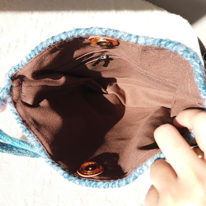 Fair Isle Pattern Knit Wool Bag