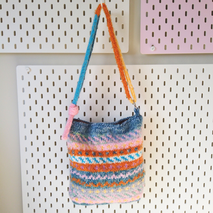 Fair Isle Pattern Knit Wool Bag