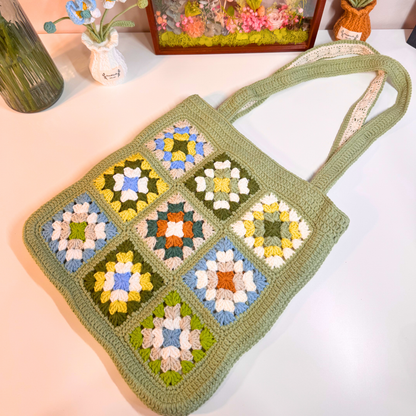 Matcha 18-pcs Granny Square Pattern Shoulder Bag