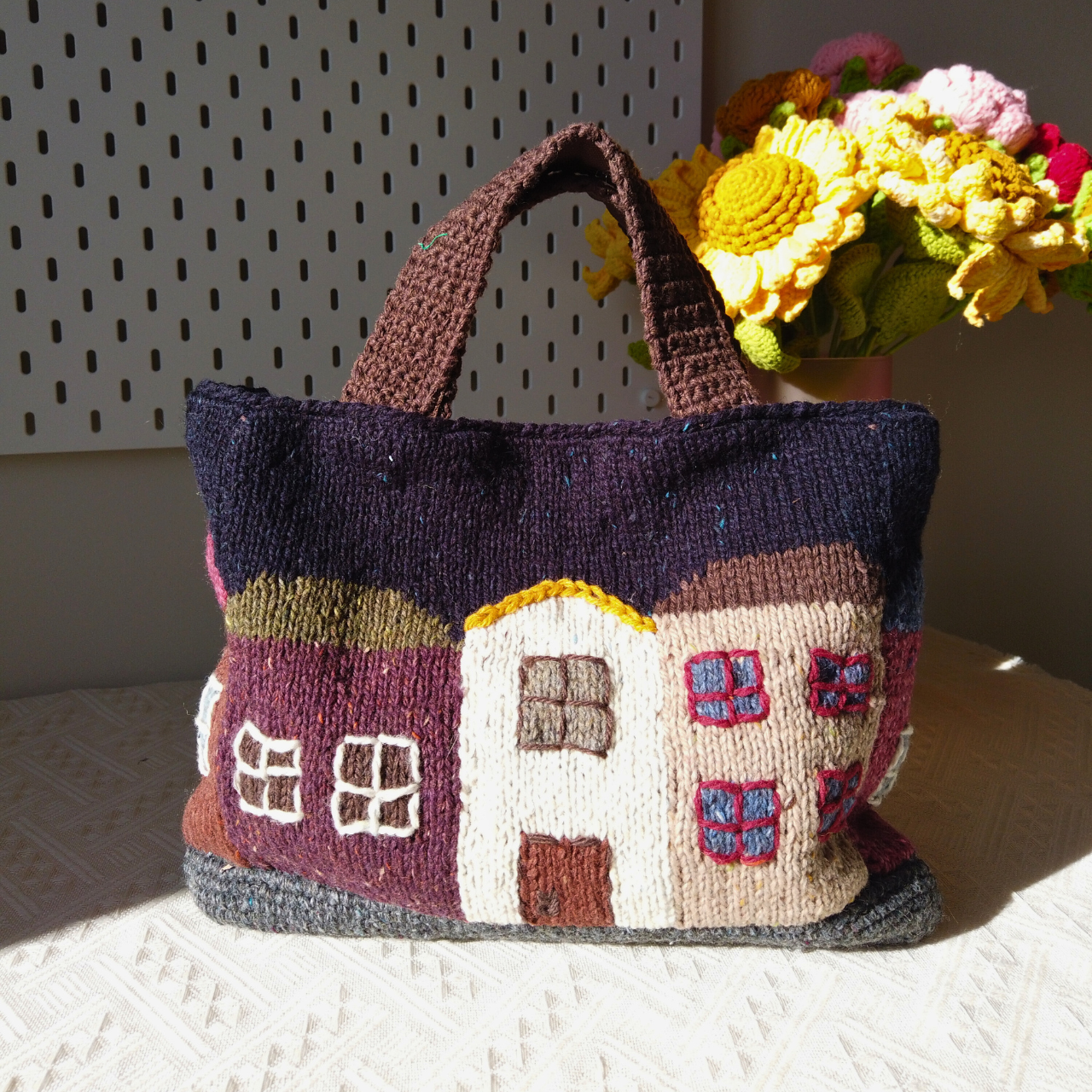 Nori Hand-Knitted House Tote Bag