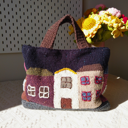 Nori Hand-Knitted House Tote Bag
