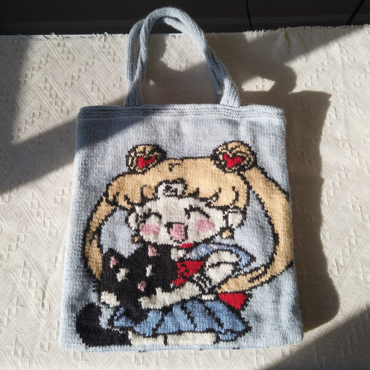 Sailor Moon Inspired Wool Tote Bag - Double-Sided Design