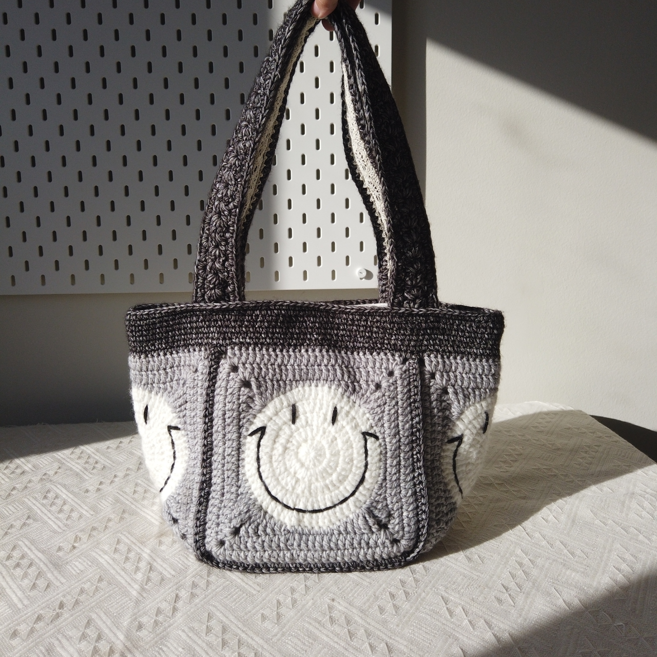 Sunny Smiley Face Crochet Tote