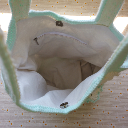 Handmade Crochet Floral Basket Tote Bag
