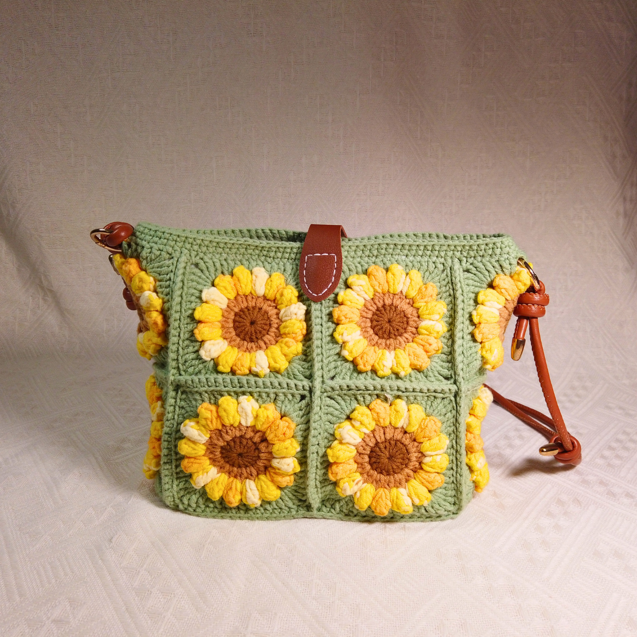 Sunny Sunflower Granny Square Crossbody Bag