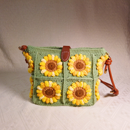 Sunny Sunflower Granny Square Crossbody Bag