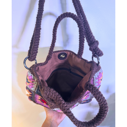 Berry Granny Square Crochet Tote
