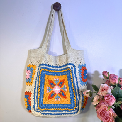 Ophelia Vintage Floral Granny Square Tote