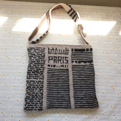 Vintage Parisian Newspaper Wool Knit Bag