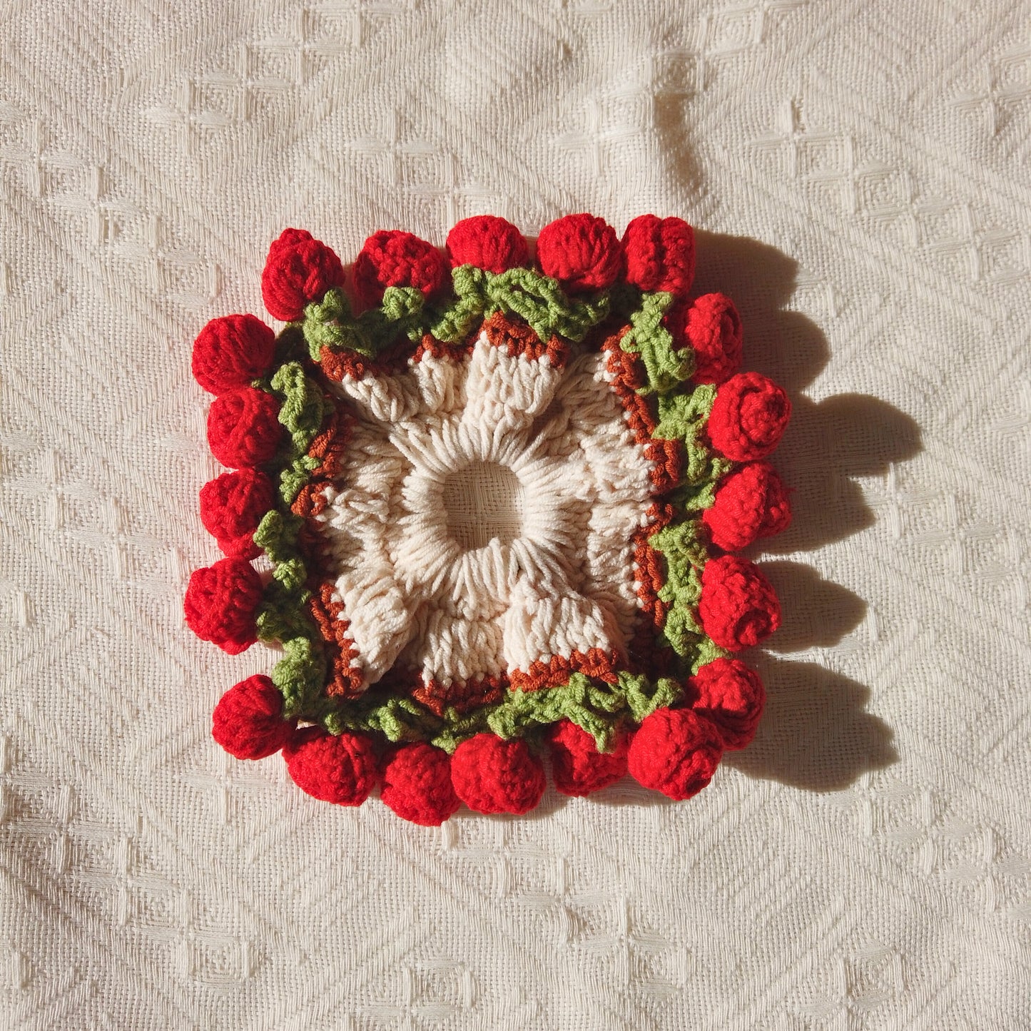 Rose Garden Crochet Square Scrunchie