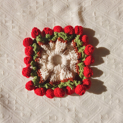 Rose Garden Crochet Square Scrunchie