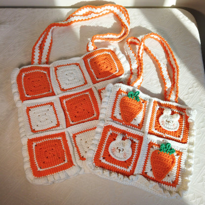 Bunny & Carrot Crochet Tote Set (Large + Mini)