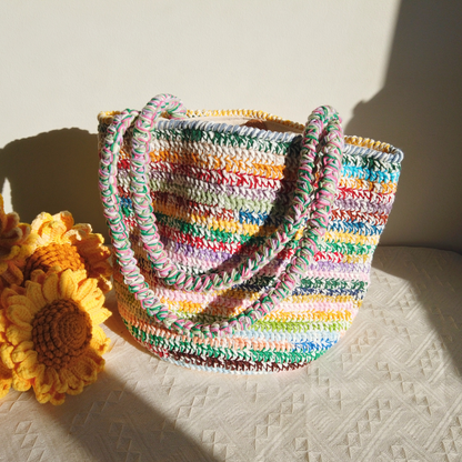 Mira Hand-Mixed Yarn Crochet Bag - Sunrise Mix
