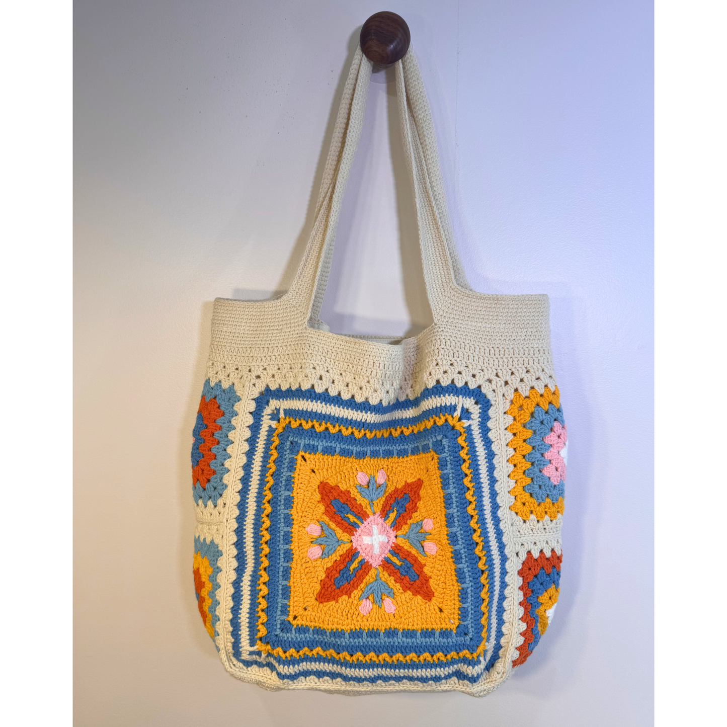 Ophelia Vintage Floral Granny Square Tote