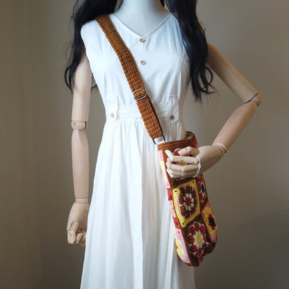 Boho Crochet Shoulder Bag – 18 Patchwork Flowers