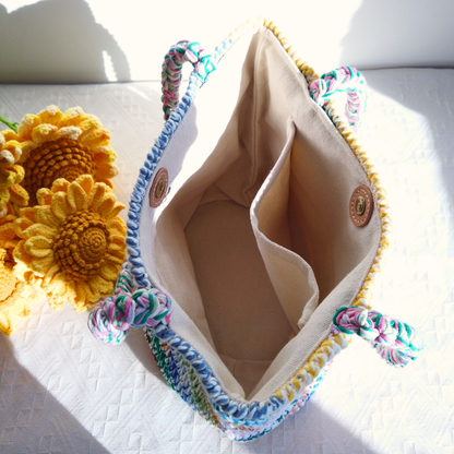 Mira Hand-Mixed Yarn Crochet Bag - Sunrise Mix