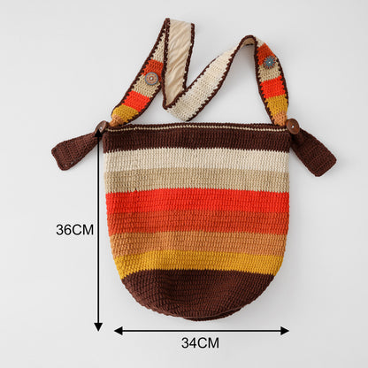 The Solita Bag | Handmade Sunset-Stripes Crochet Shoulder Bag – Boho & Vintage Vibes