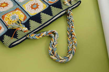 Boho Crochet Tote Bag – 16 Patchwork Flowers