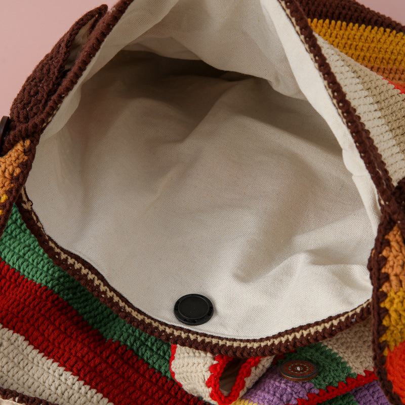 The Solita Bag | Handmade Sunset-Stripes Crochet Shoulder Bag – Boho & Vintage Vibes