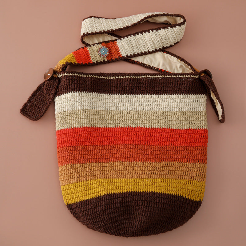 The Solita Bag | Handmade Sunset-Stripes Crochet Shoulder Bag – Boho & Vintage Vibes