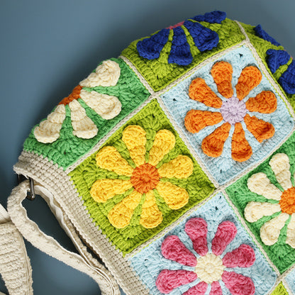 Colorful Daisy Patchwork 14 Patches Crossbody Bag