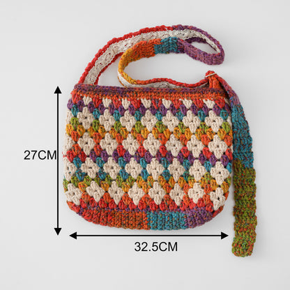Diamond lattice crochet bag
