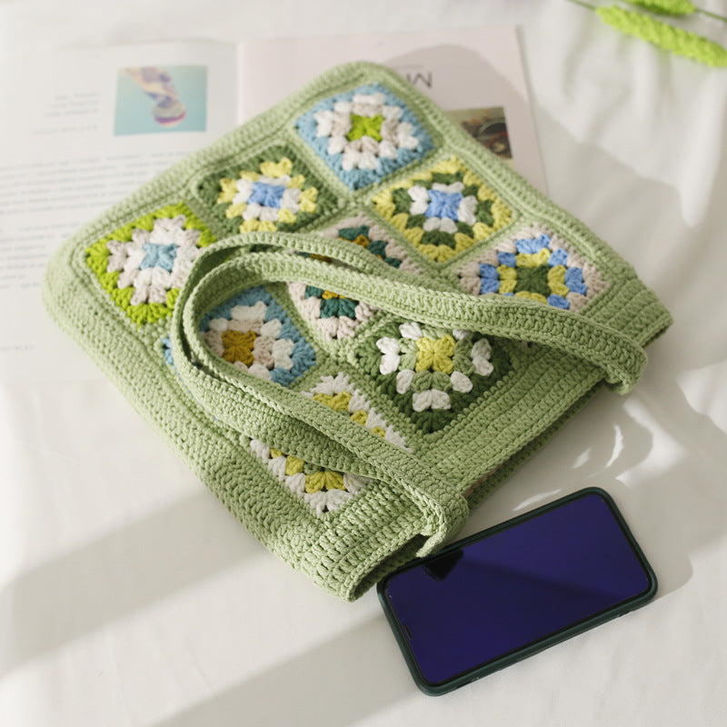 Matcha 18-pcs Granny Square Pattern Shoulder Bag