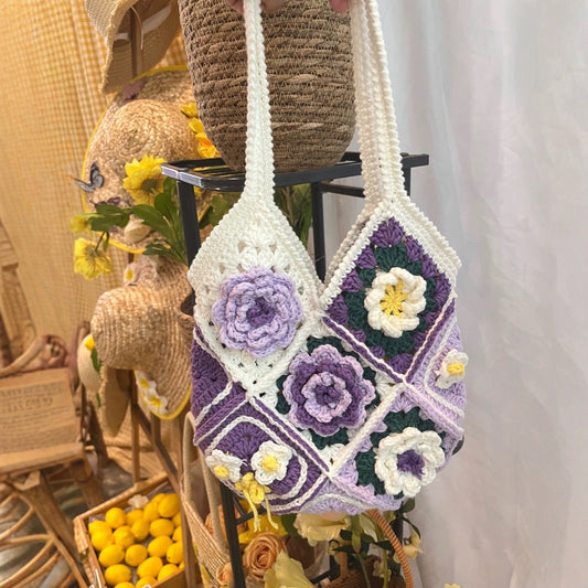 Wisteria Flower Grandma Handmade Crocheted Bag